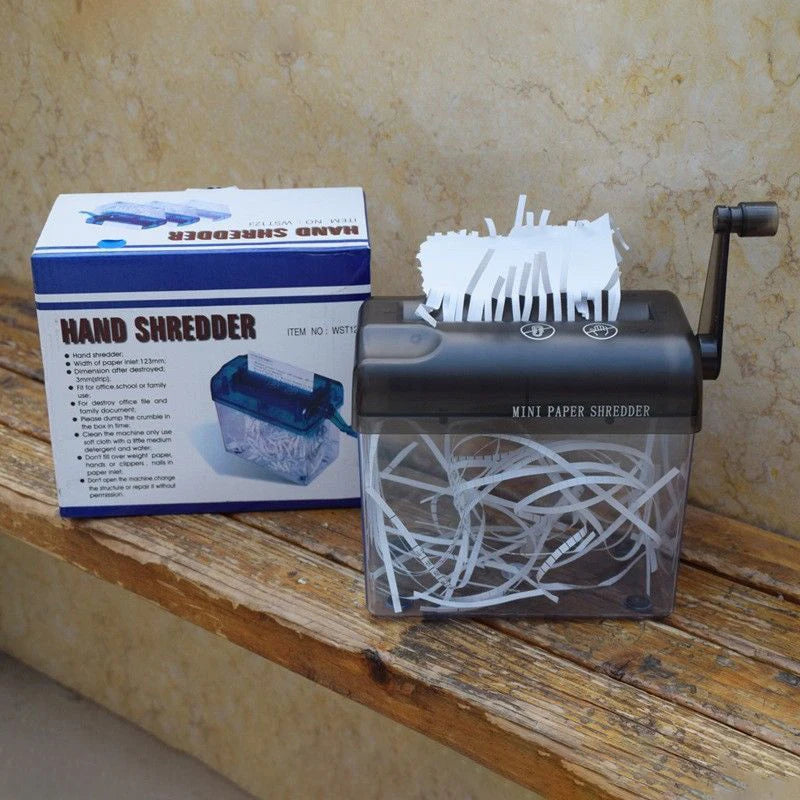 Paper Shredder Documents Paper Cutting Tool A4 Paper Mini Hand Crank Shredder Portable for Receipts Bills Portrait Home Office