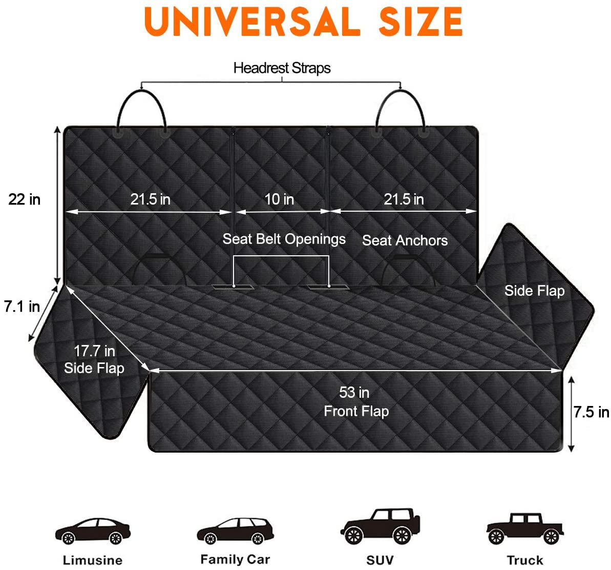Premium Waterproof Dog Car Seat Cover - Universal Fit Back Seat Protector for Dogs and Kids - Non-Slip and Easy to Clean - Perfect for Cars, Trucks, and SUVs - Black