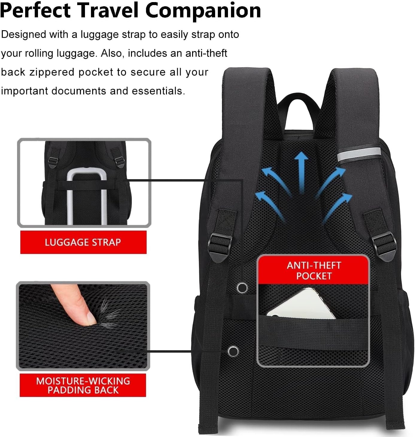 Versatile Deep Storage Laptop Backpack - Water Resistant Anti-Theft Design for College and Travel, Fits Up to 15.6 Inch Laptops - Stylish Black Daypack