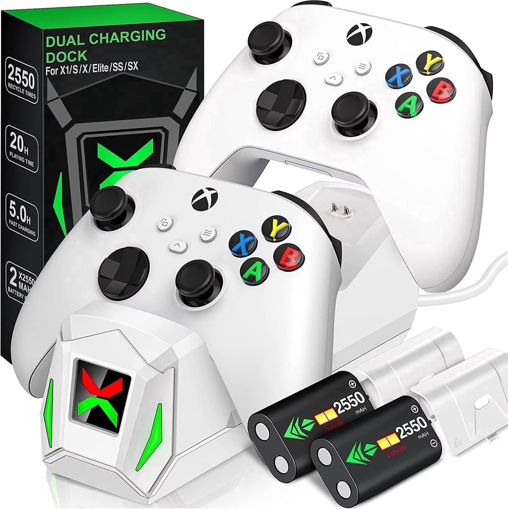 Dual Xbox Controller Charger with 2 Powerful 5520mWh Battery Packs for Ultimate Gaming Experience on Xbox Series X|S/One/Elite