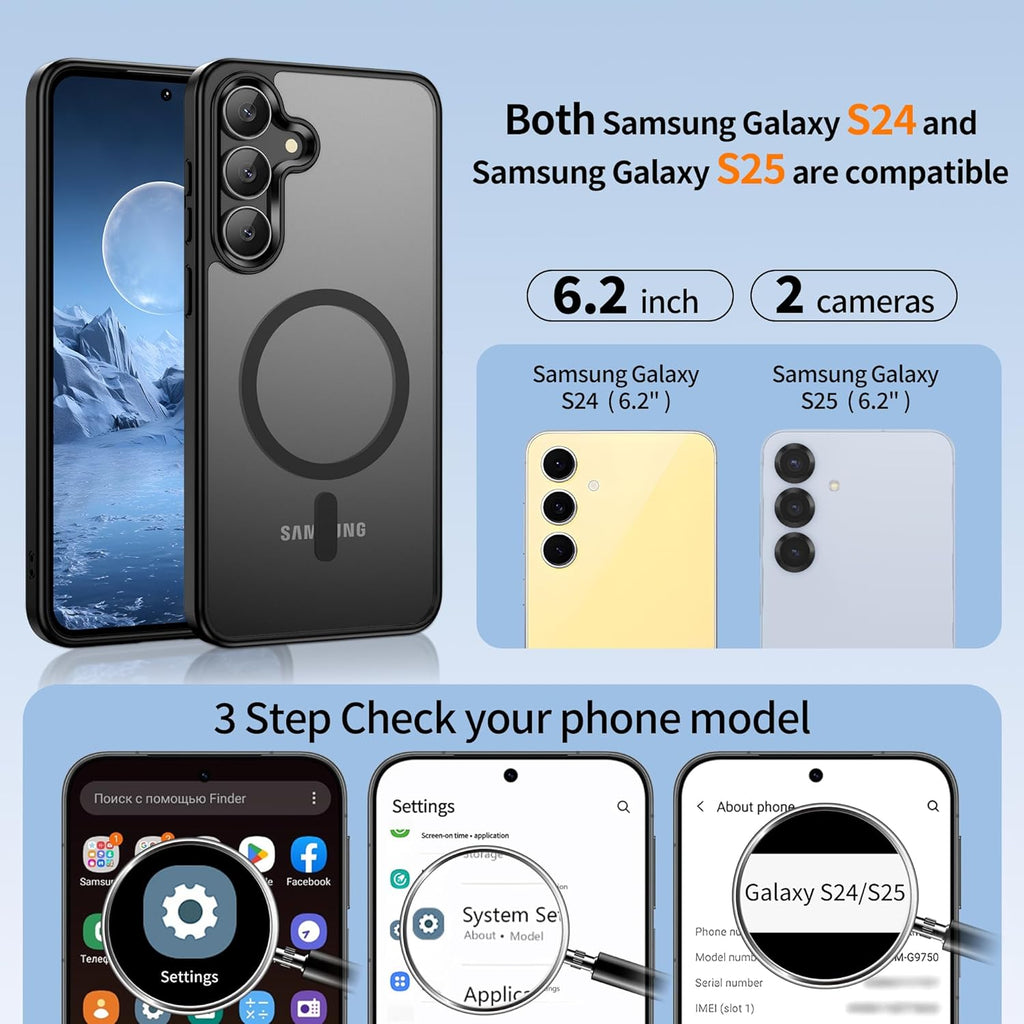 Ultimate Protection for Your Samsung Galaxy S24/S25: Slim Matte Case with 2 Screen Protectors and Military Grade Drop Defense