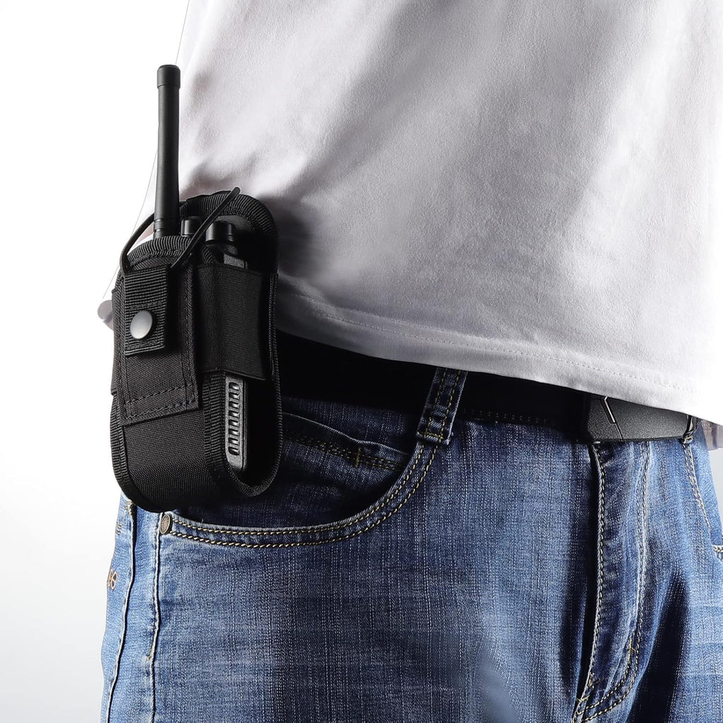 Molle Radio Holder Walkie Talkie Pouch Case for Duty Belt Radio Holster Tactical Hunting Intercom Bag (1 Pack, Black)
