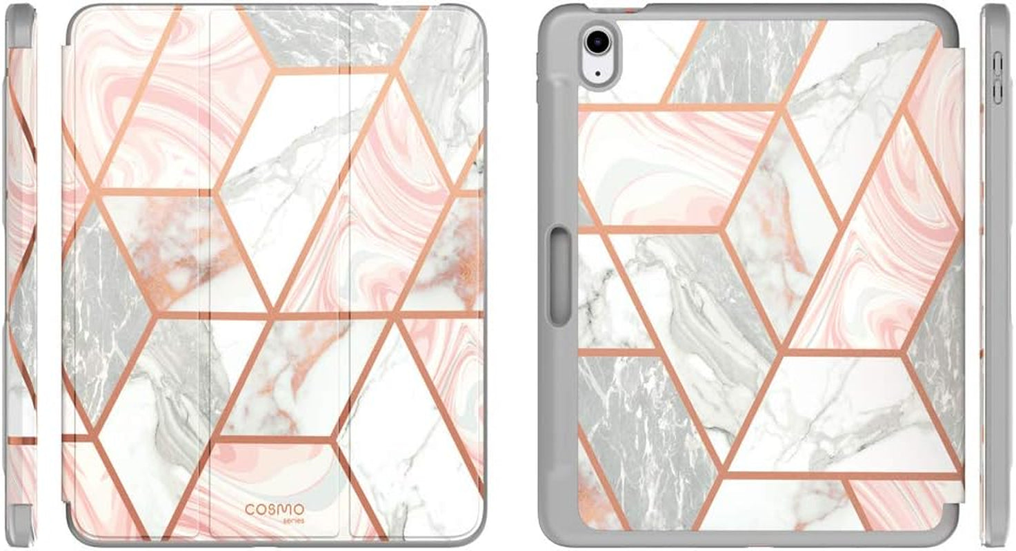 Stylish Marble Cosmo Case for iPad Air 5th & 4th Generation - Full-Body Protection with Auto Sleep/Wake & Built-In Pencil Holder