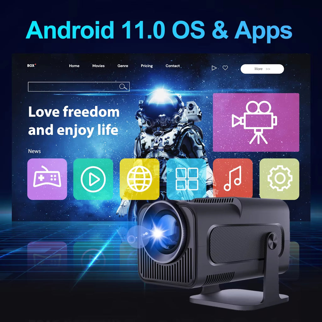 Experience Stunning Clarity with the Upgraded 4K Native 1080P Android 11 Projector - Your Ultimate Portable Cinema Solution
