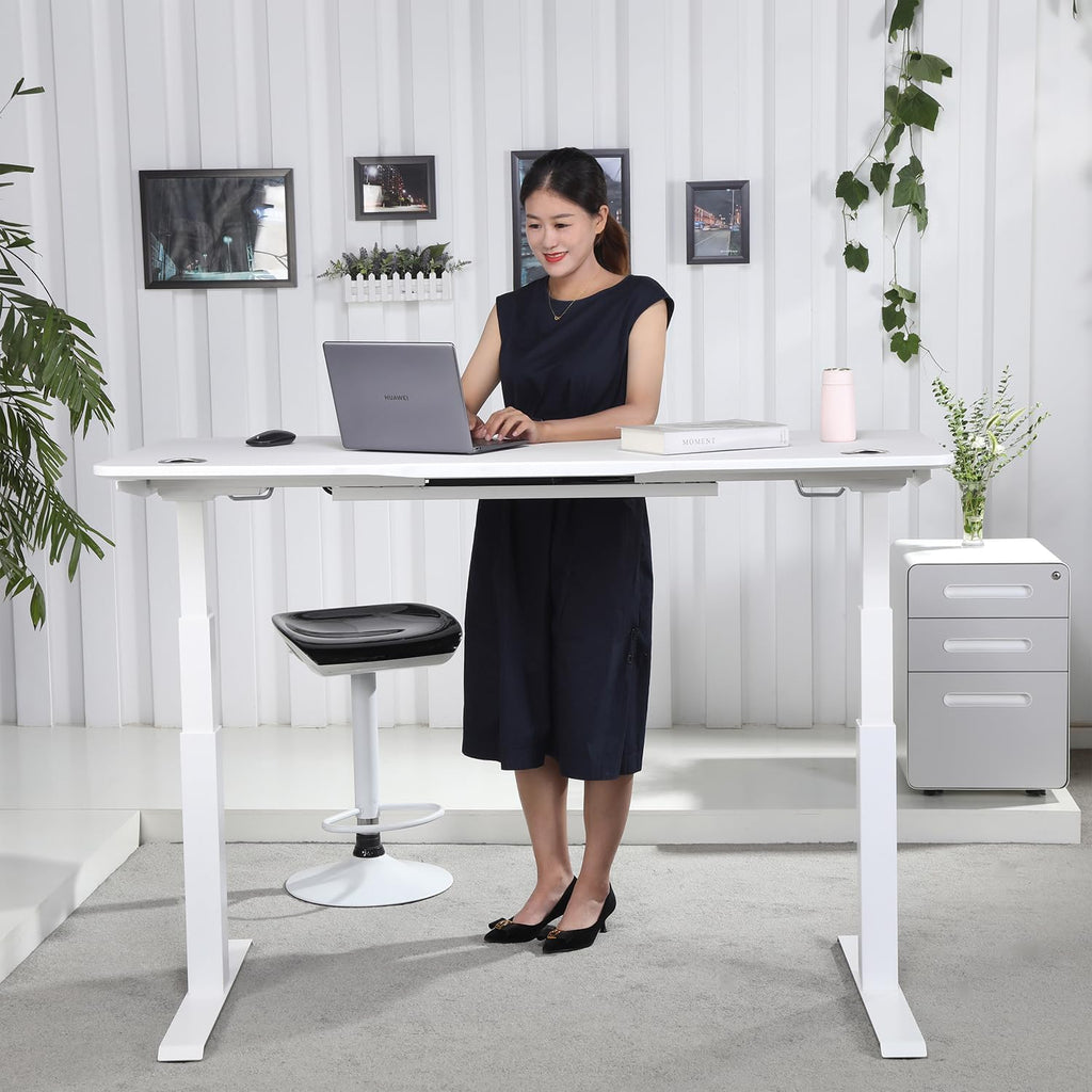 Transform Your Workspace with the K Series Electric Adjustable Standing Desk Base - Dual Motor, Height & Width Customizable (White Frame Only)