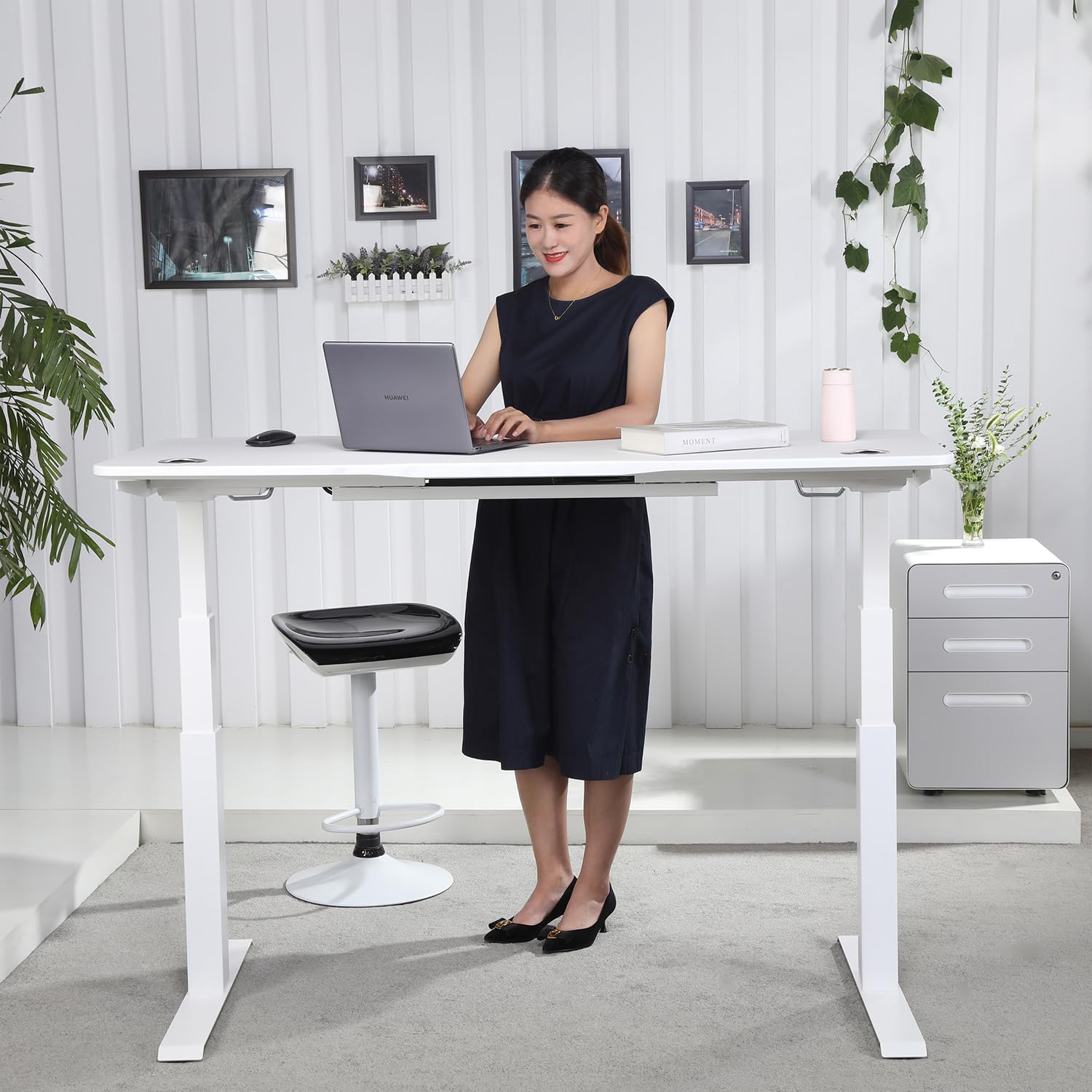 Transform Your Workspace with the K Series Electric Adjustable Standing Desk Base - Dual Motor, Height & Width Customizable (White Frame Only)