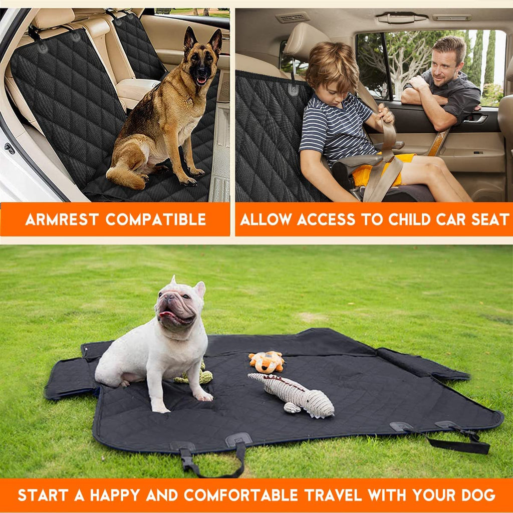 Premium Waterproof Dog Car Seat Cover - Universal Fit Back Seat Protector for Dogs and Kids - Non-Slip and Easy to Clean - Perfect for Cars, Trucks, and SUVs - Black