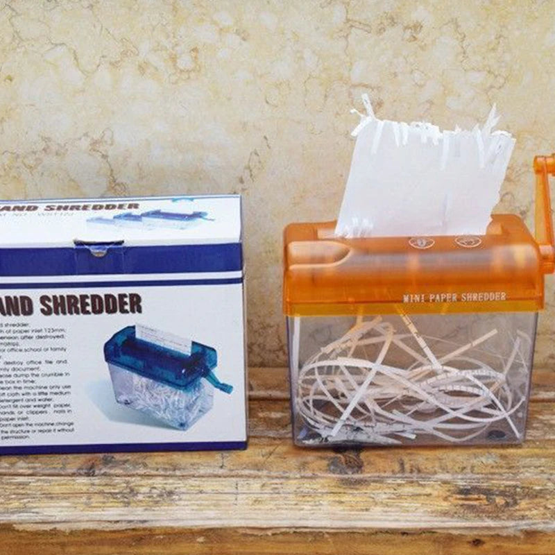 Paper Shredder Documents Paper Cutting Tool A4 Paper Mini Hand Crank Shredder Portable for Receipts Bills Portrait Home Office