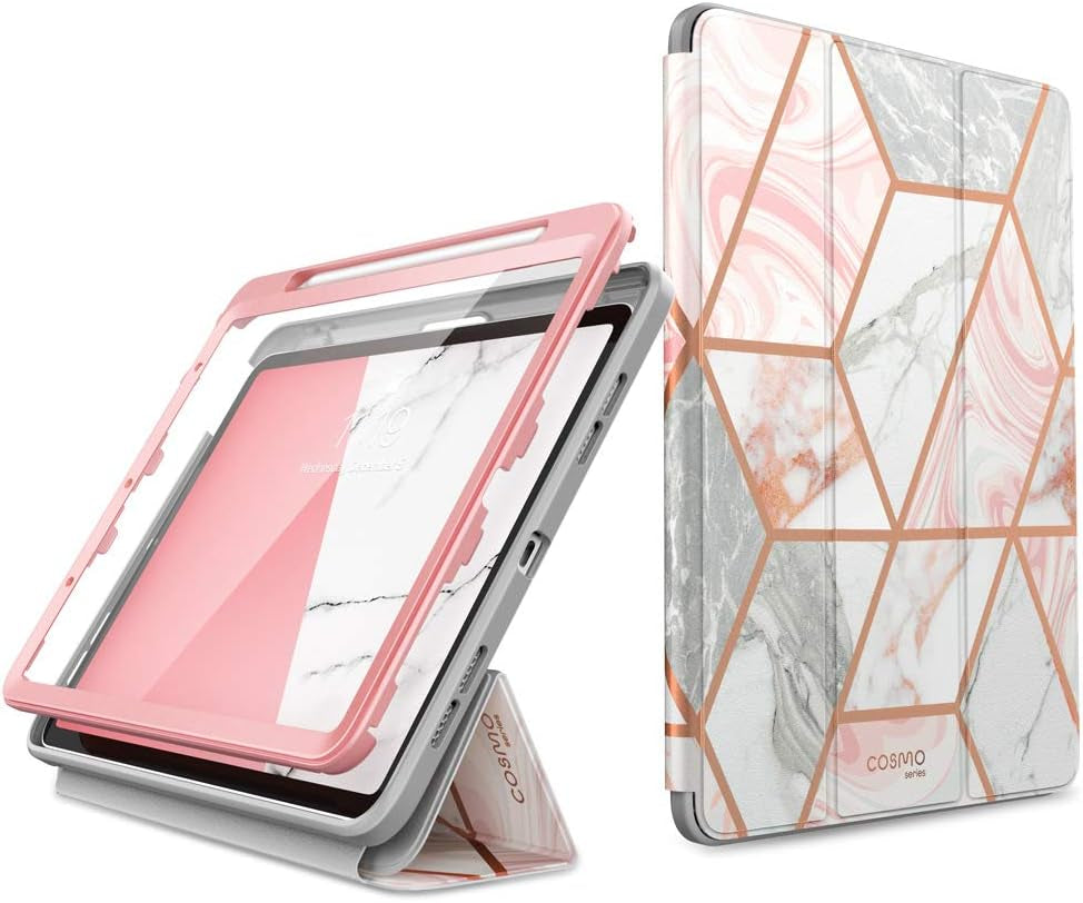 Stylish Marble Cosmo Case for iPad Air 5th & 4th Generation - Full-Body Protection with Auto Sleep/Wake & Built-In Pencil Holder