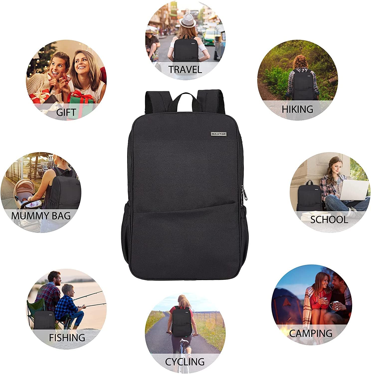 Versatile Deep Storage Laptop Backpack - Water Resistant Anti-Theft Design for College and Travel, Fits Up to 15.6 Inch Laptops - Stylish Black Daypack