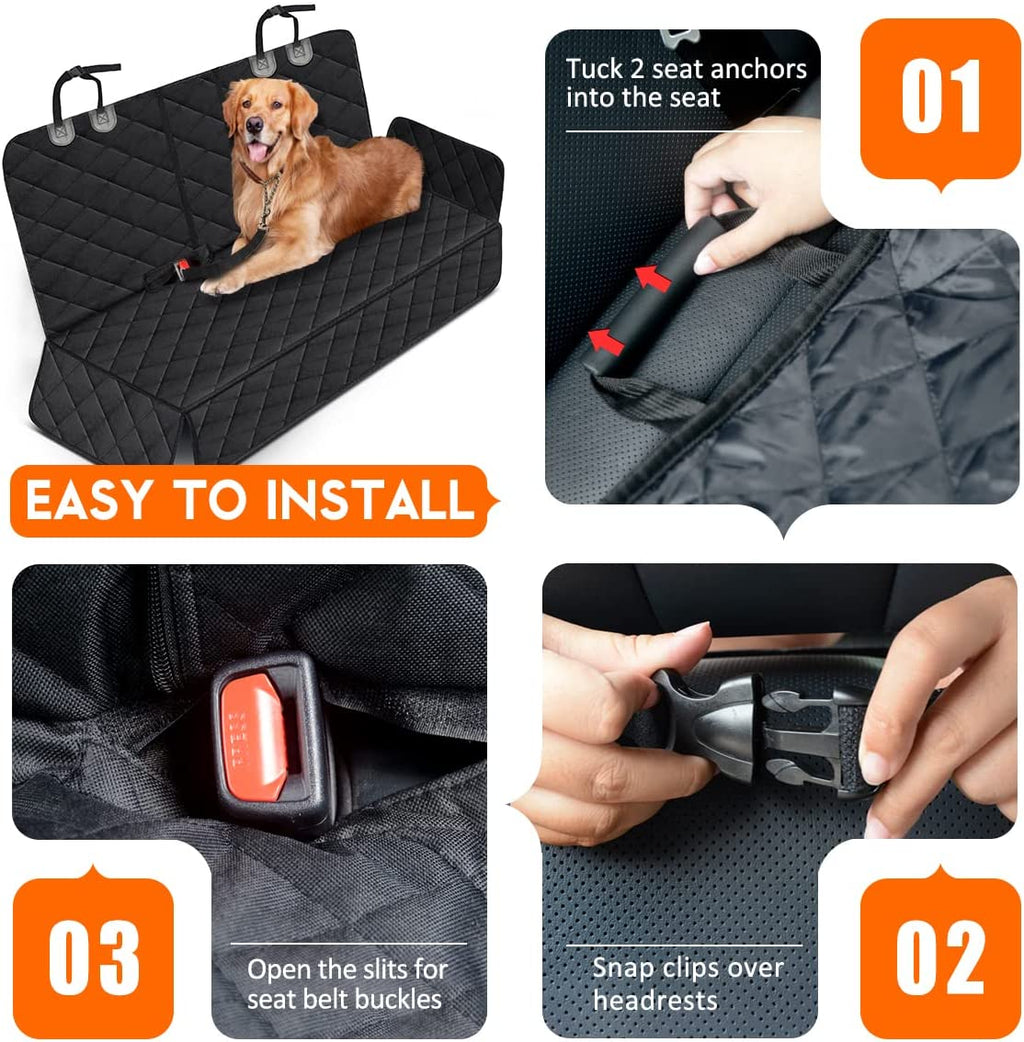 Premium Waterproof Dog Car Seat Cover - Universal Fit Back Seat Protector for Dogs and Kids - Non-Slip and Easy to Clean - Perfect for Cars, Trucks, and SUVs - Black