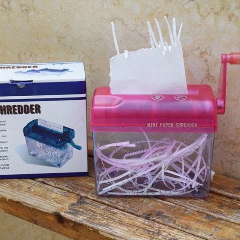 Paper Shredder Documents Paper Cutting Tool A4 Paper Mini Hand Crank Shredder Portable for Receipts Bills Portrait Home Office