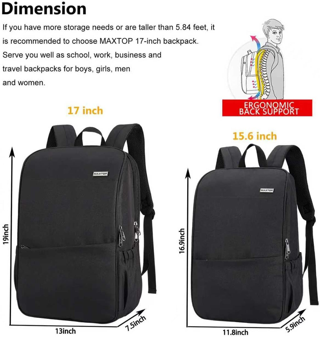Versatile Deep Storage Laptop Backpack - Water Resistant Anti-Theft Design for College and Travel, Fits Up to 15.6 Inch Laptops - Stylish Black Daypack