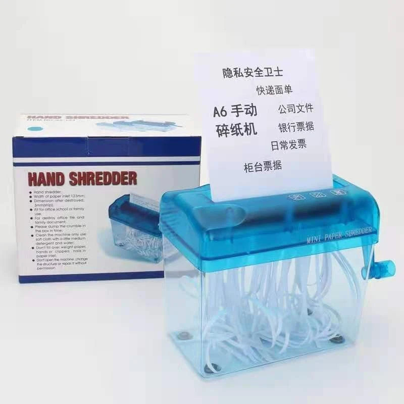 Paper Shredder Documents Paper Cutting Tool A4 Paper Mini Hand Crank Shredder Portable for Receipts Bills Portrait Home Office