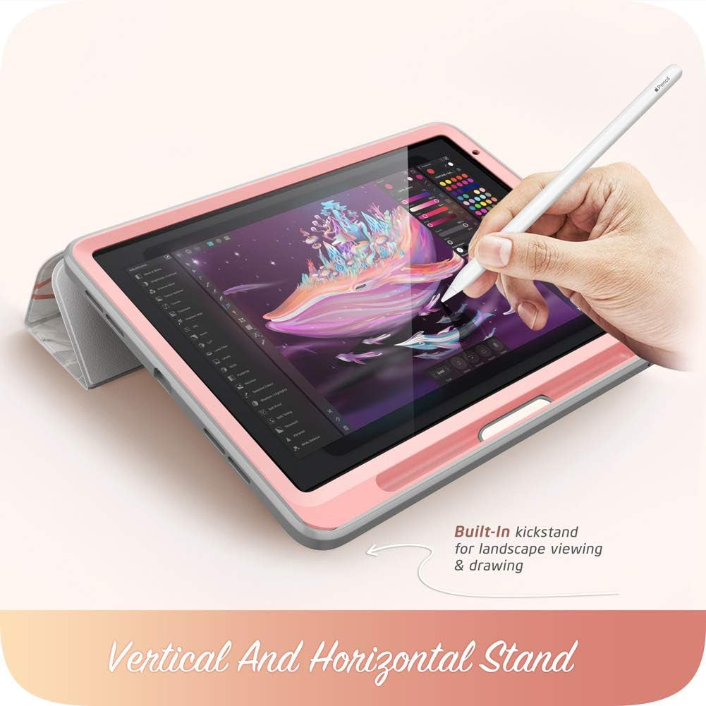 Stylish Marble Cosmo Case for iPad Air 5th & 4th Generation - Full-Body Protection with Auto Sleep/Wake & Built-In Pencil Holder