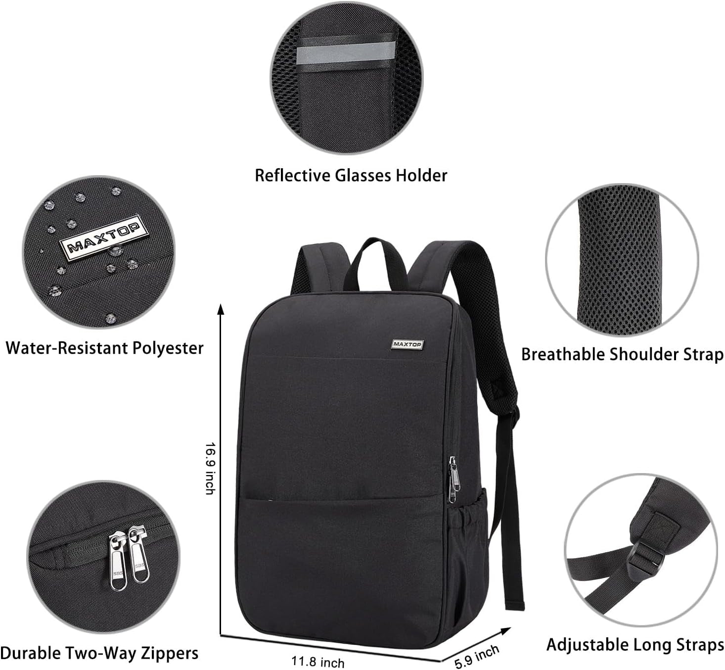 Versatile Deep Storage Laptop Backpack - Water Resistant Anti-Theft Design for College and Travel, Fits Up to 15.6 Inch Laptops - Stylish Black Daypack