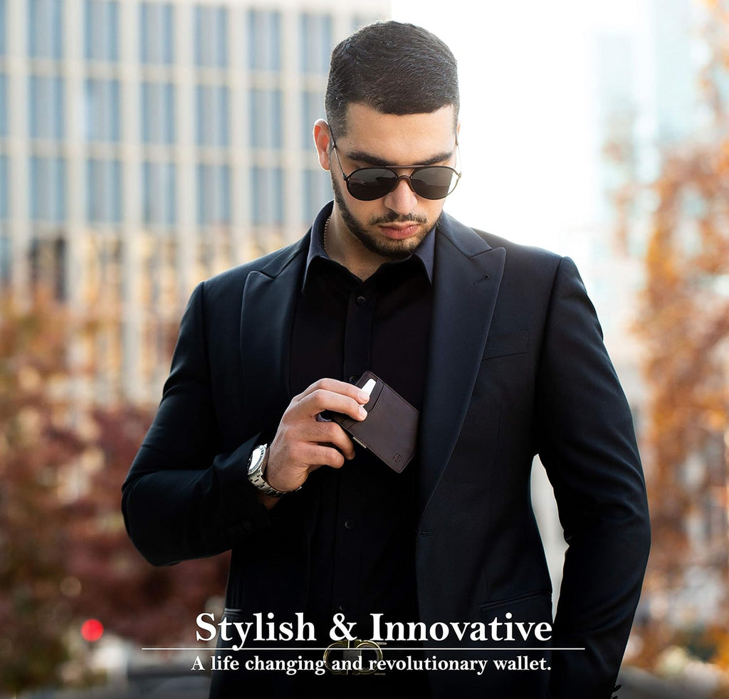 Serman Brands Transformer Wallet - Stylish RFID Blocking Slim Wallet for Men with Money Clip and Ample Storage